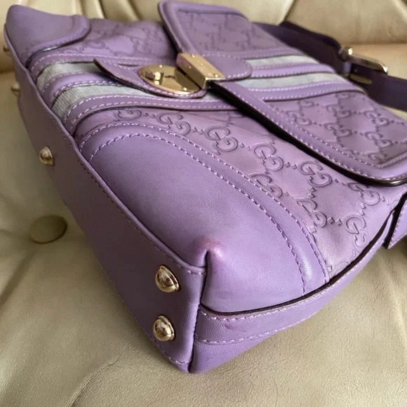 Gucci GG Embossed Guccissima Leather Treasure Bag Lavender Lock/Key Chain COA - Picture 7 of 15